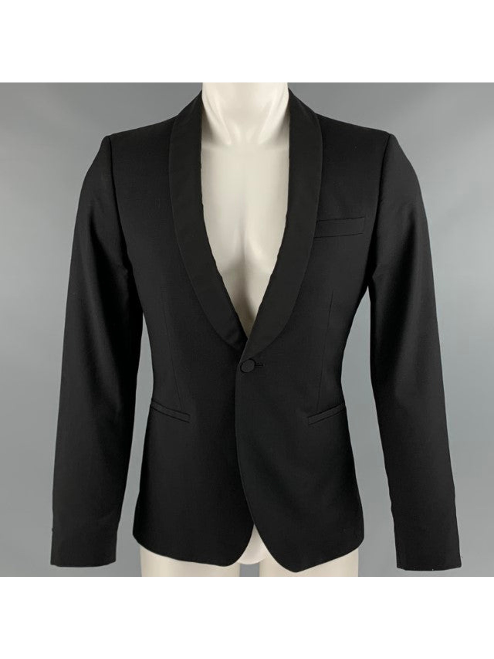 J. Lindeberg Size 38 Black Wool Shawl Collar Coat